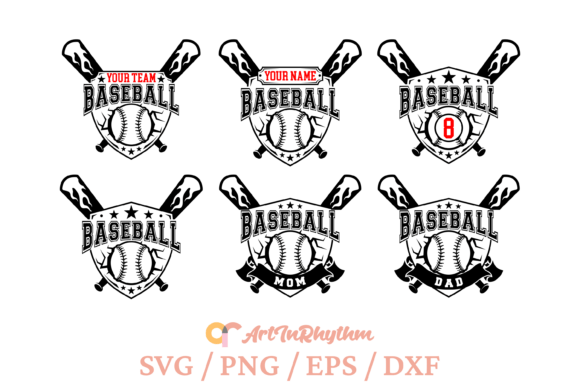 Baseball Split Monogram Svg Bundle Graphics for T-Shirt Designs