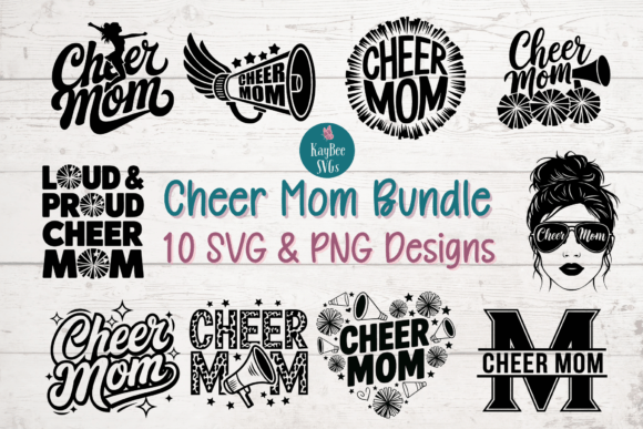 Cheer Mom SVG PNG Bundle for Graphics & T-Shirt Designs